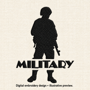 Illustrative preview of Military Soldier Silhouette Machine Embroidery Design.