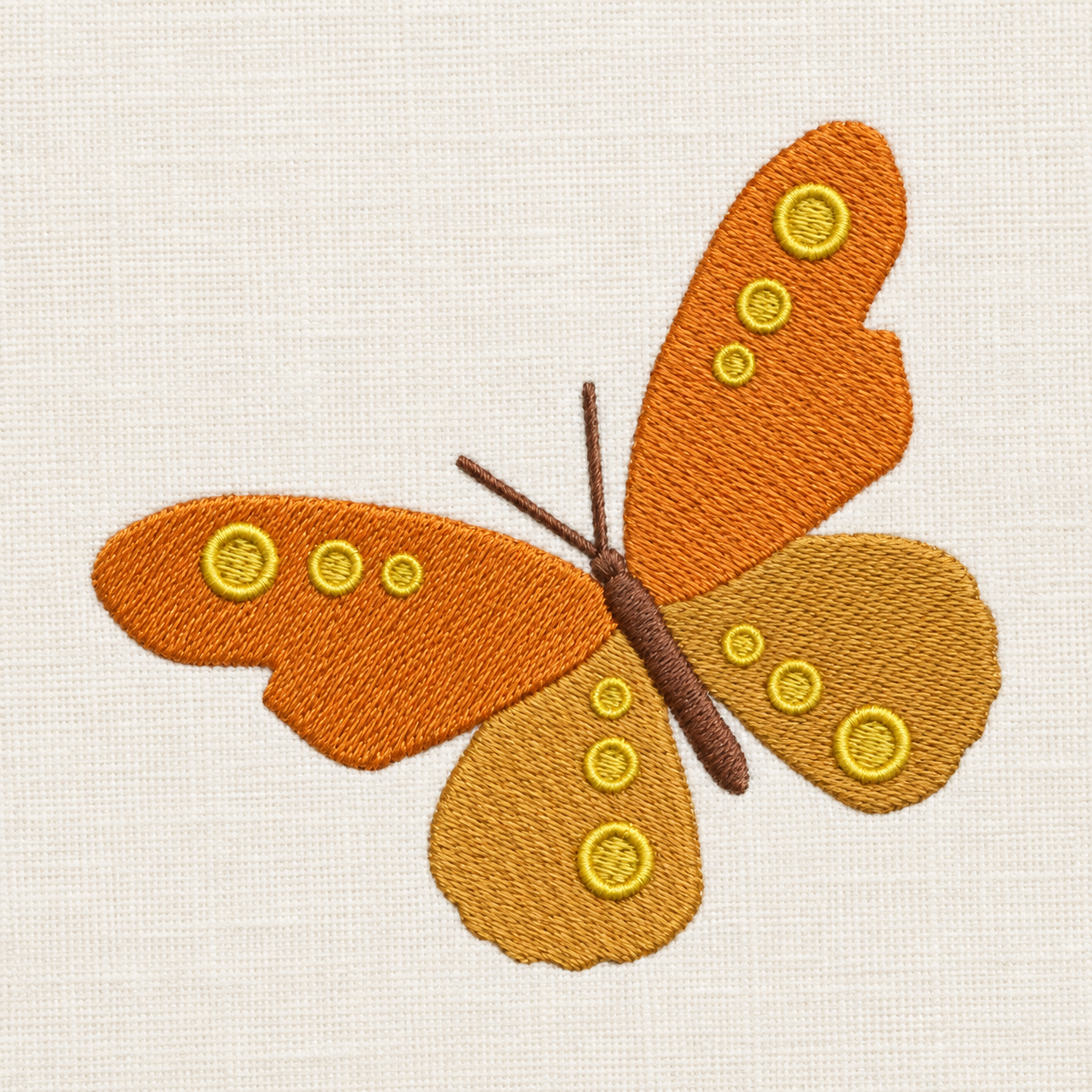 Illustrative preview of Orange Butterfly Embroidery Design.