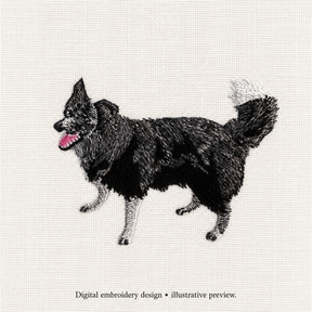 Illustrative preview of Standing Black Dog Embroidery Design.