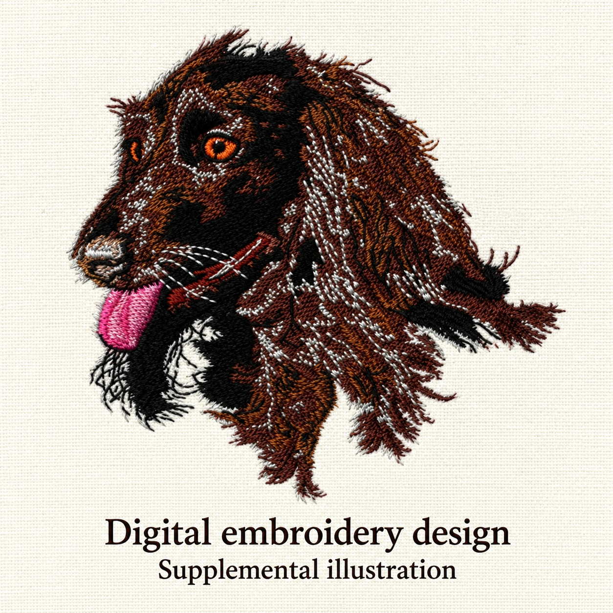 Illustrative preview of Cocker Spaniel Portrait Embroidery Design.