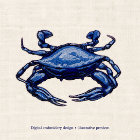 Illustrative preview of Blue Crab Embroidery Design.