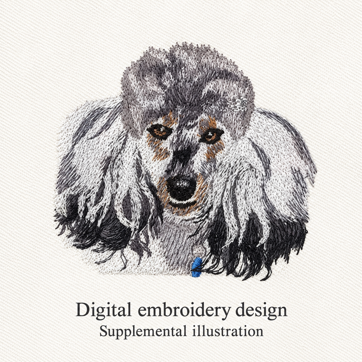Illustrative preview of Gray Poodle Portrait Embroidery Design.