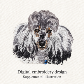 Illustrative preview of Gray Poodle Portrait Embroidery Design.