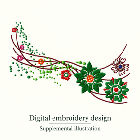Illustrative preview of Green Floral Vine Embroidery Design.