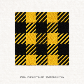 Illustrative preview of Black and Yellow Check Pattern Embroidery Design.