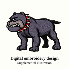 Illustrative preview of Bulldog with Spiked Collar Embroidery Design.