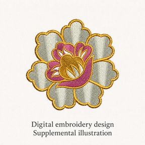 Illustrative preview of Cream and Pink Flower Embroidery Design.