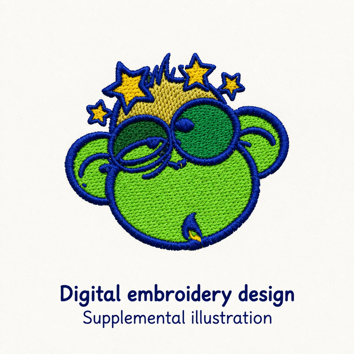 Illustrative preview of Dizzy Monkey Face Embroidery Design.