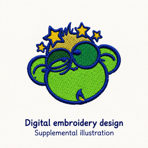 Illustrative preview of Dizzy Monkey Face Embroidery Design.