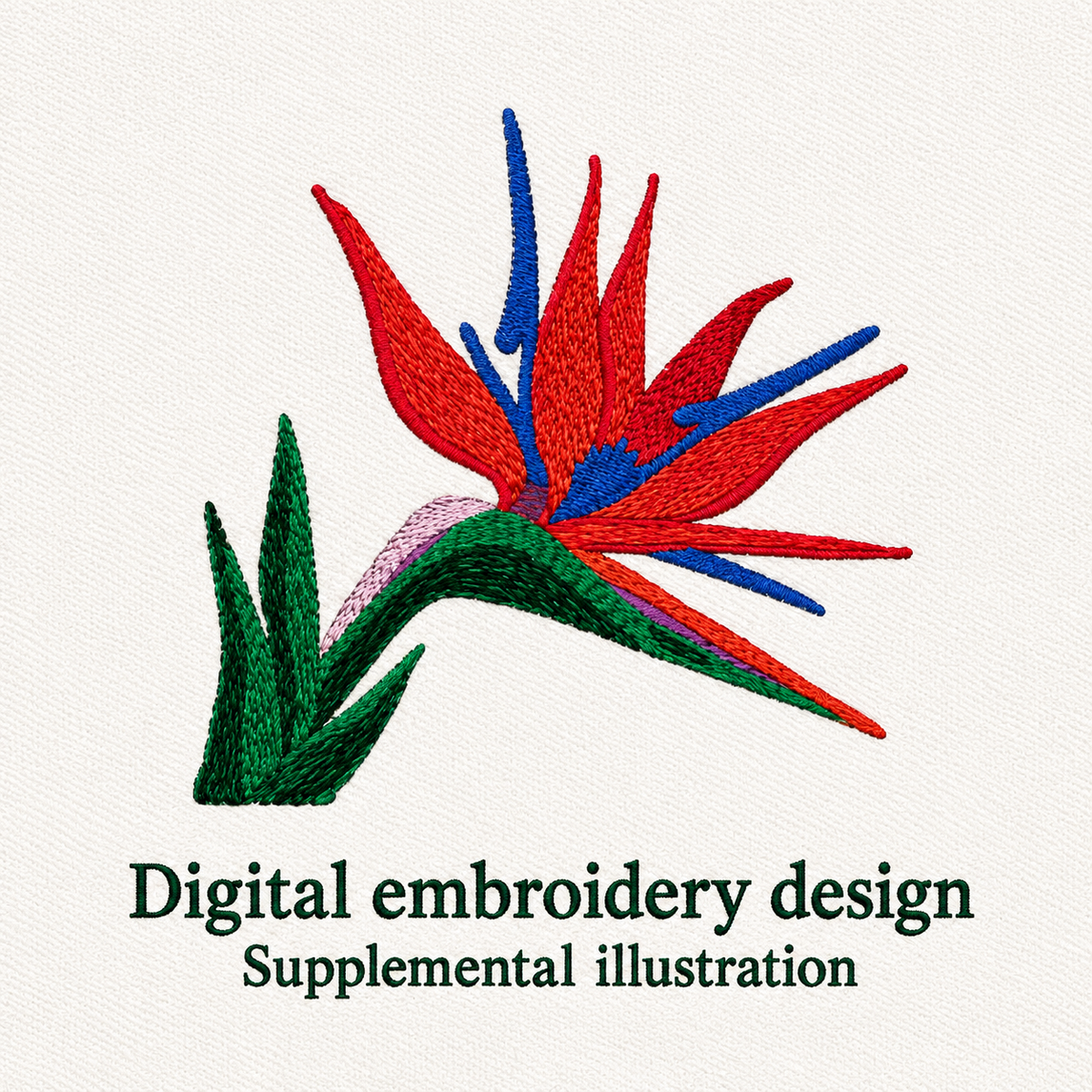 Illustrative preview of Bird of Paradise Flower Embroidery Design.