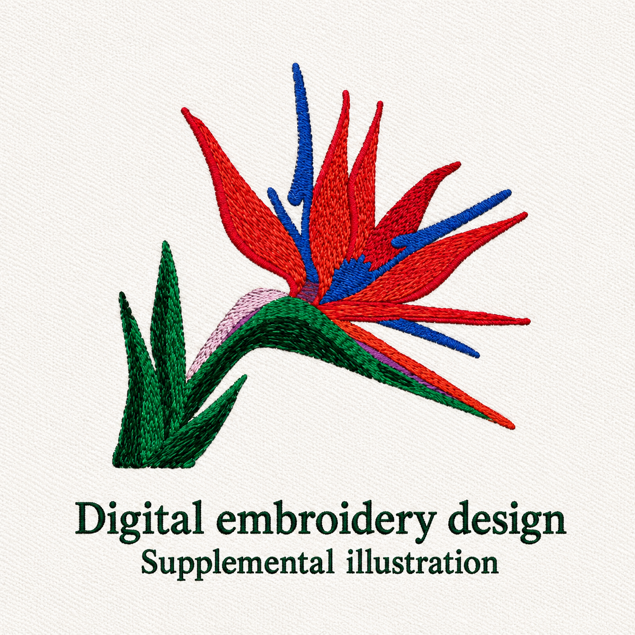 Illustrative preview of Bird of Paradise Flower Embroidery Design.