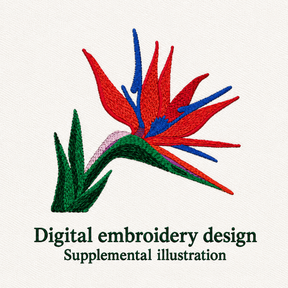 Illustrative preview of Bird of Paradise Flower Embroidery Design.