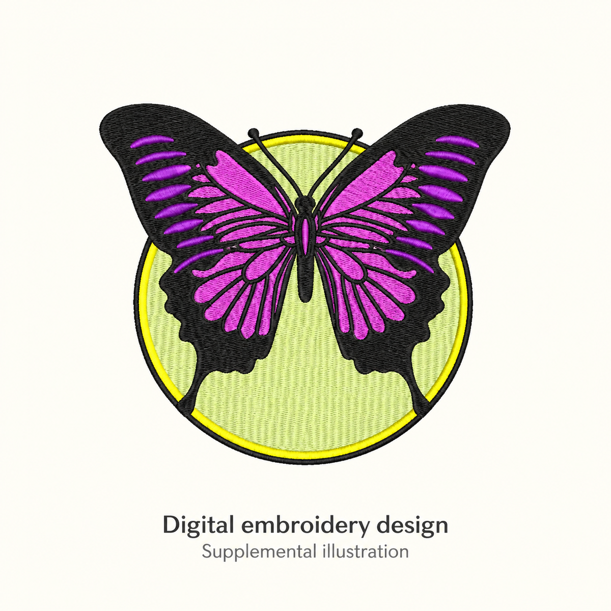 Illustrative preview of Purple Butterfly with Circle Embroidery Design.