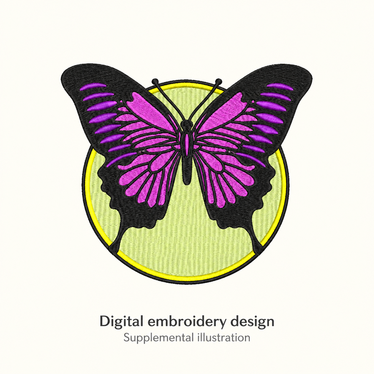 Illustrative preview of Purple Butterfly with Circle Embroidery Design.
