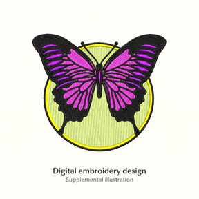 Illustrative preview of Purple Butterfly with Circle Embroidery Design.