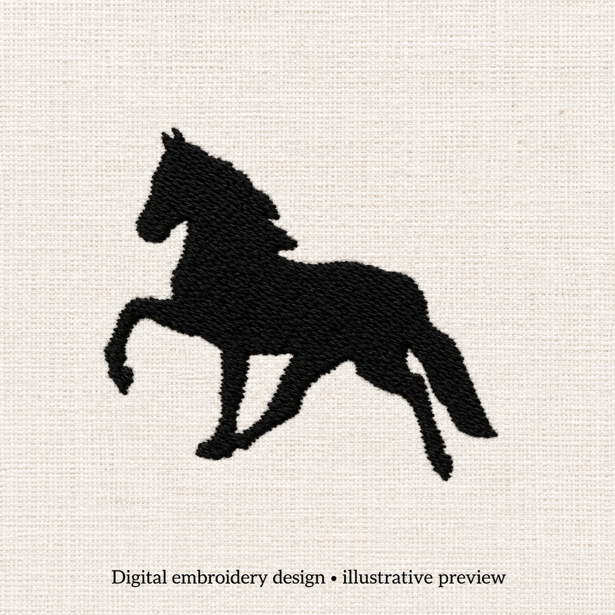 Illustrative preview of Prancing Horse Silhouette Embroidery Design.