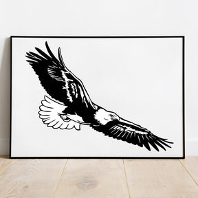 Gliding Bald Eagle Silhouette Art