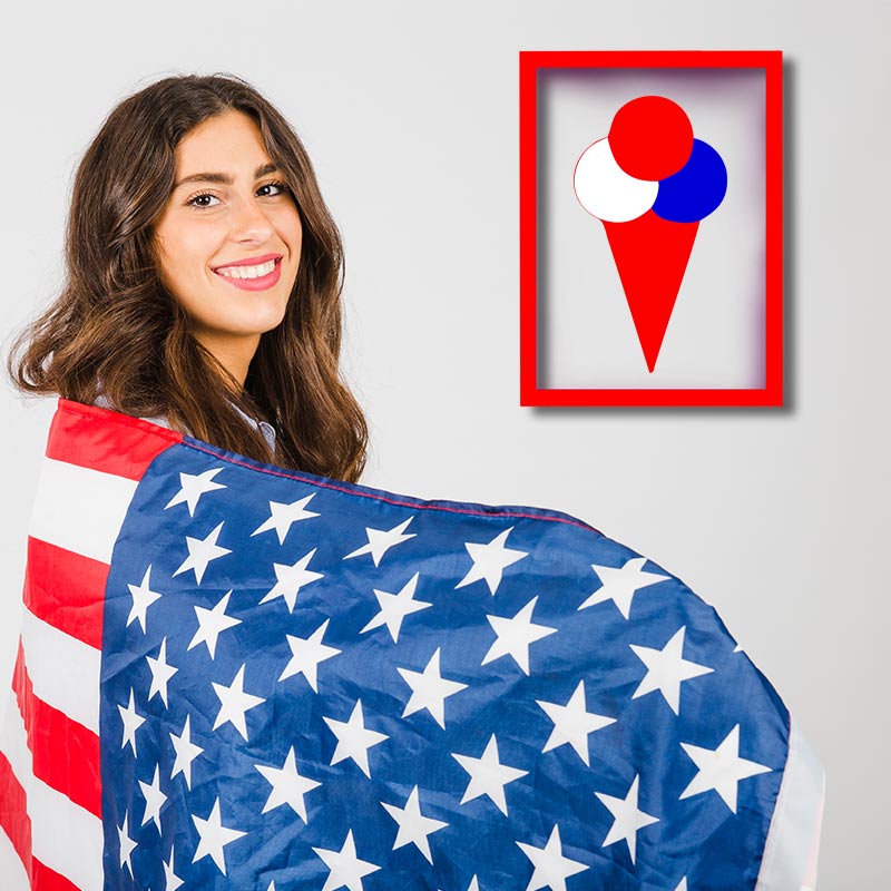 Independence Day Ice Cream Cone Embroidery Design