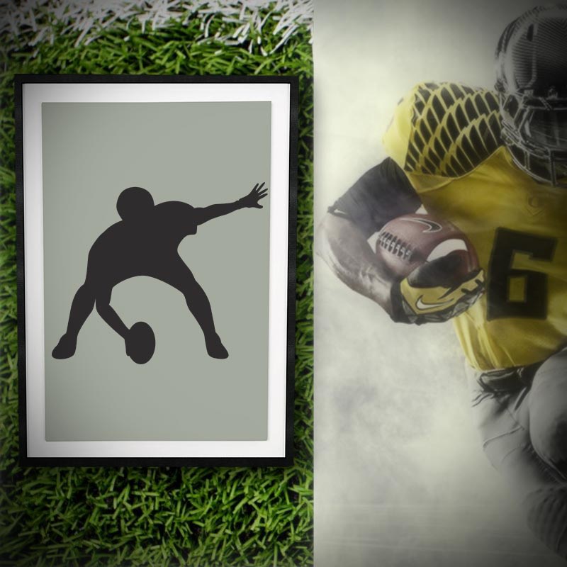 Football Player Starting Play Silhouette Art
