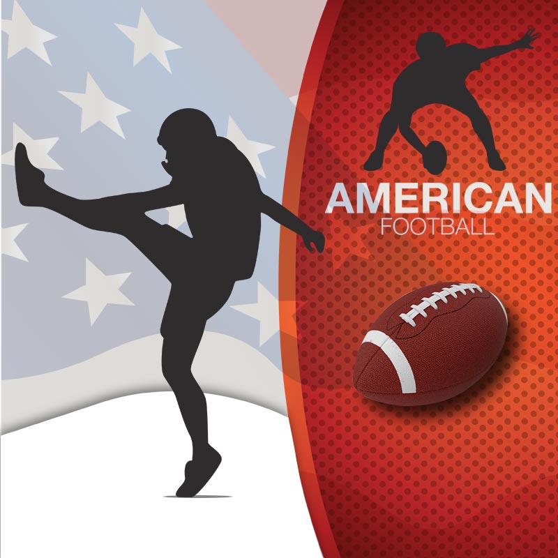 Football Playing Kicking Off Silhouette Art
