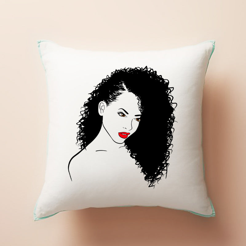 Seductive Red Lips African American Woman Vector Art
