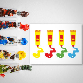 Squeezed Colorful Pouring Paint Tubes Vector Art