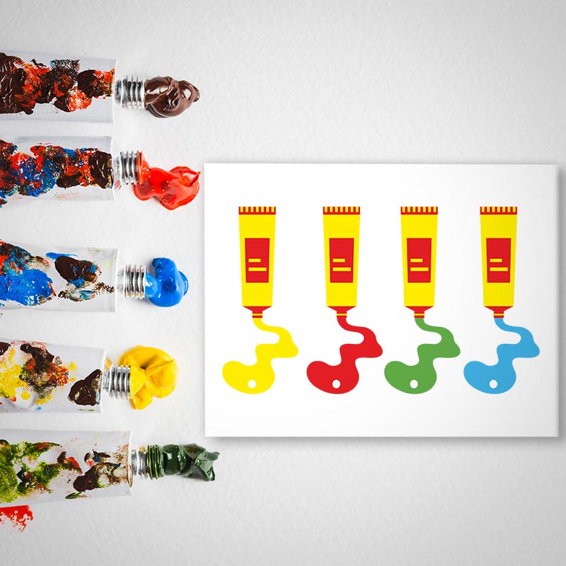 Squeezed Colorful Pouring Paint Tubes Vector Art