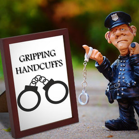 Police Gripping Handcuffs Silhouette Art