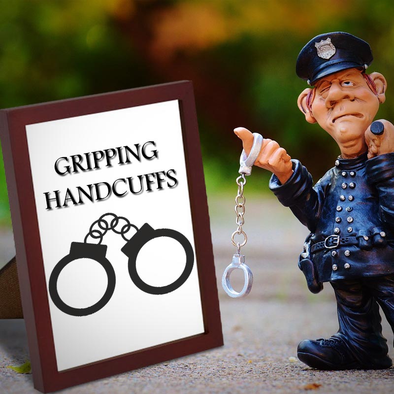 Police Gripping Handcuffs Silhouette Art