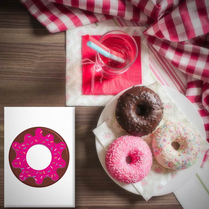 Sprinkled Strawberry Doughnut Vector Art