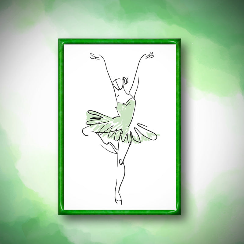 Ballerina Green Tutu Pirouette Vector Art
