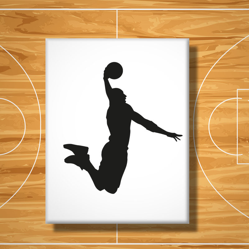 Basketball Player Dunking Silhouette Art