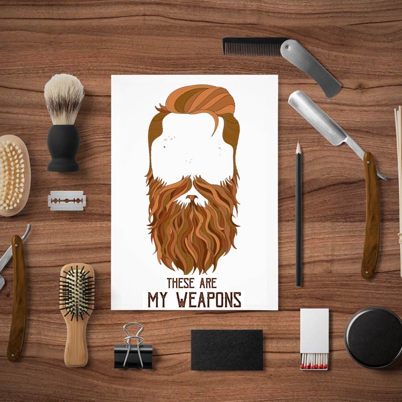 Brown Comb over with Thick Beard Hairstyle Vector Art