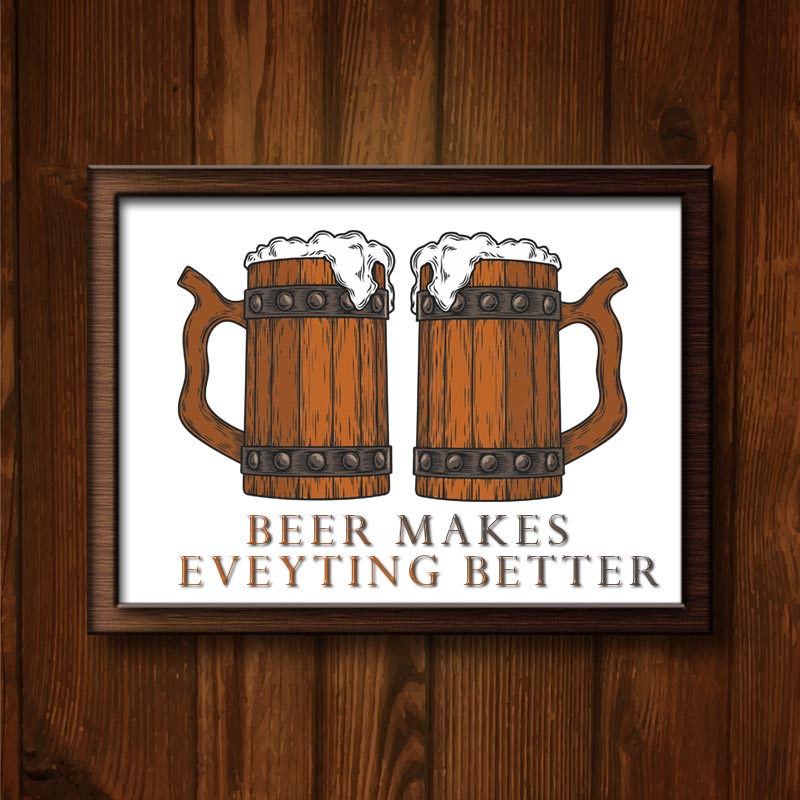 Wooden Beer Mugs Vector Art