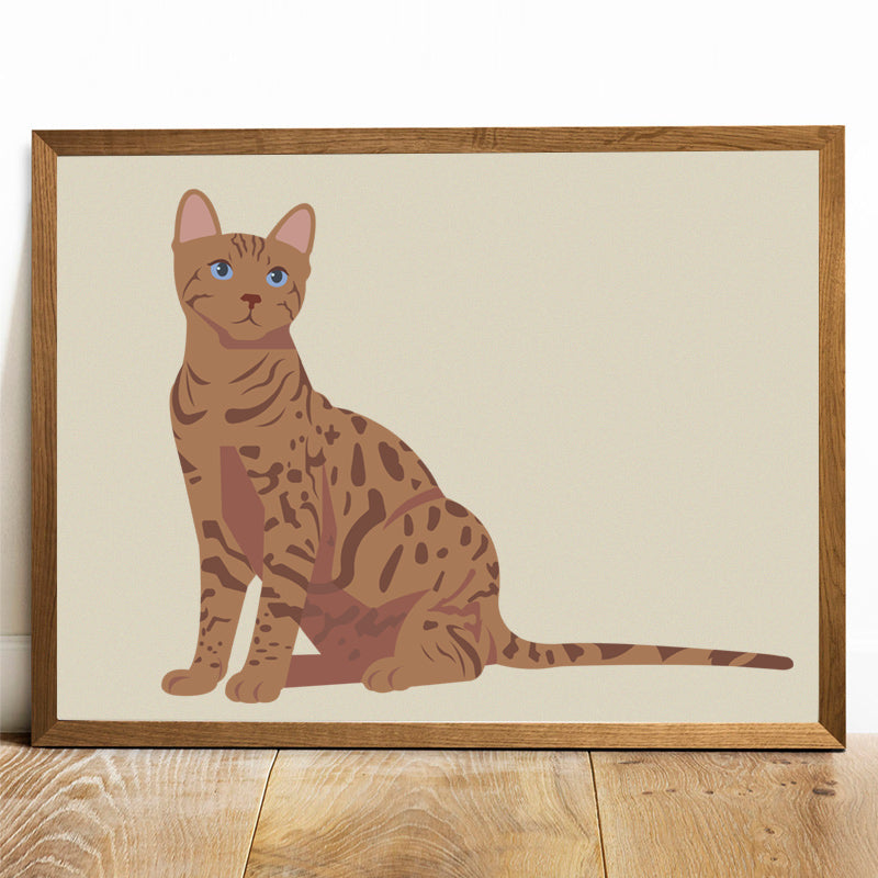Elegant Curious Bengal Cat Vector Art