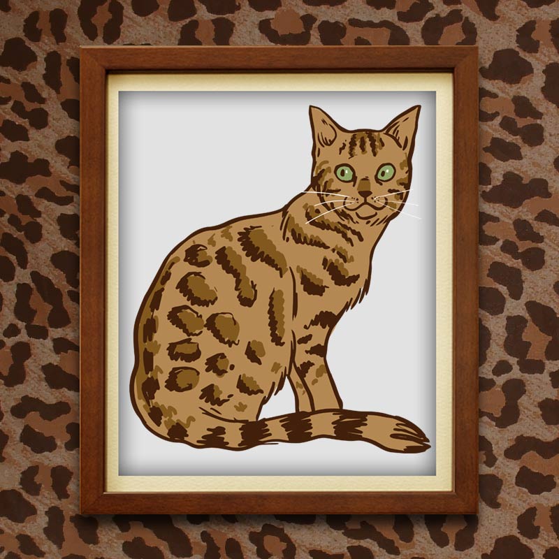 Gorgeous Bengal Cat Vector Art