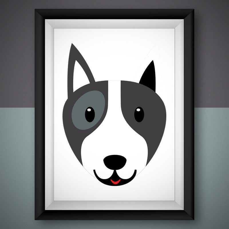 Cute Bull Terrier Face Vector Art