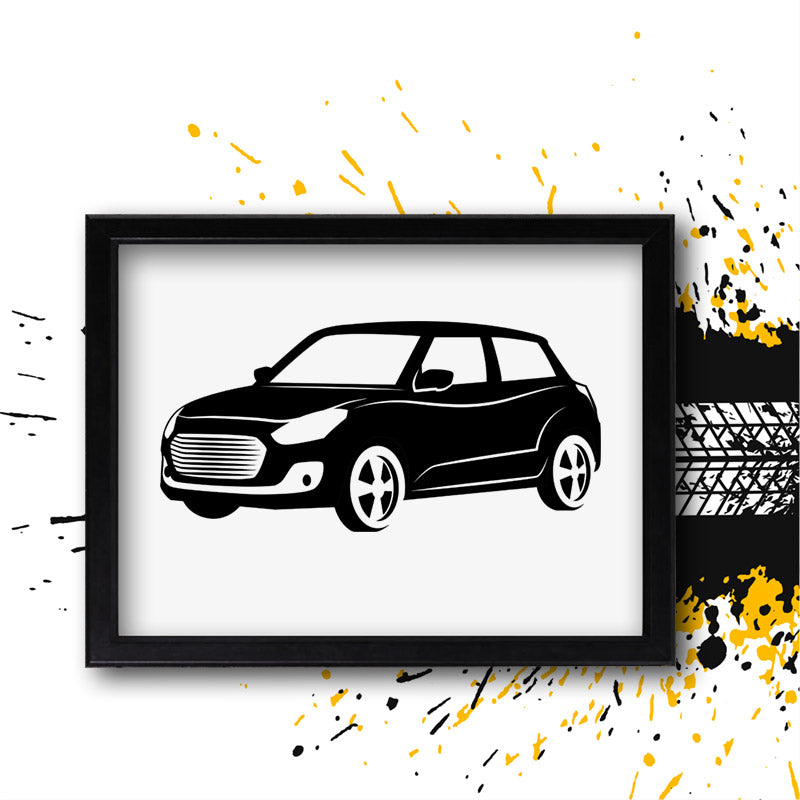 Mini Cooper Car Silhouette Art