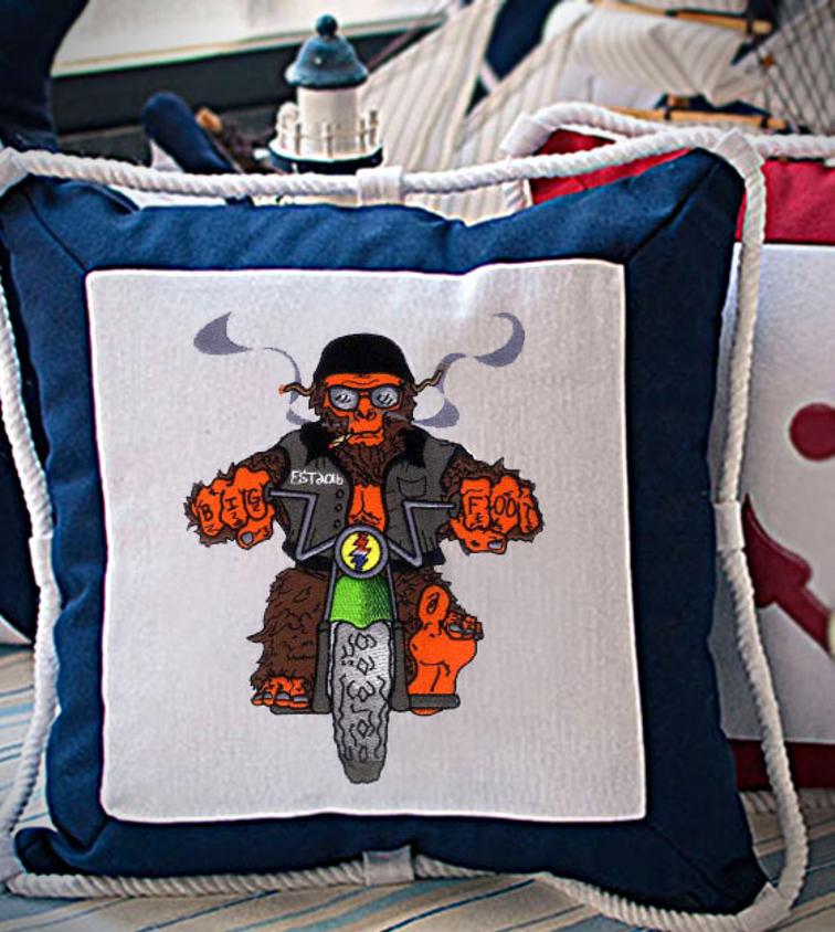 Cool Bigfoot Biker Embroidery Design