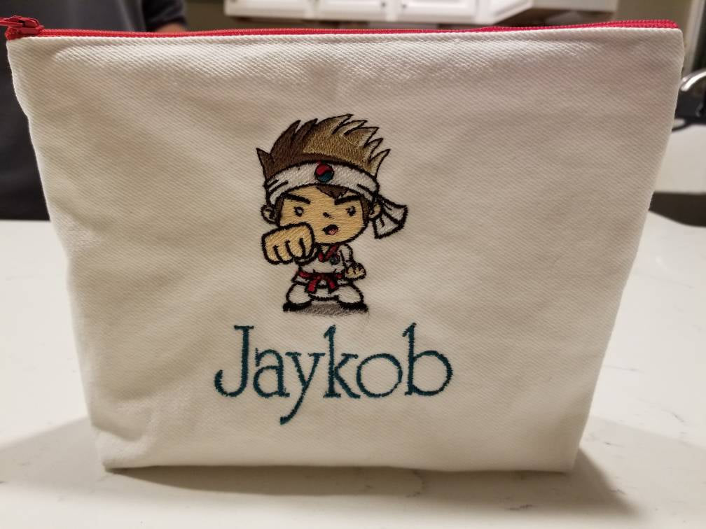 Spirited Taekwondo Kid Embroidery Design