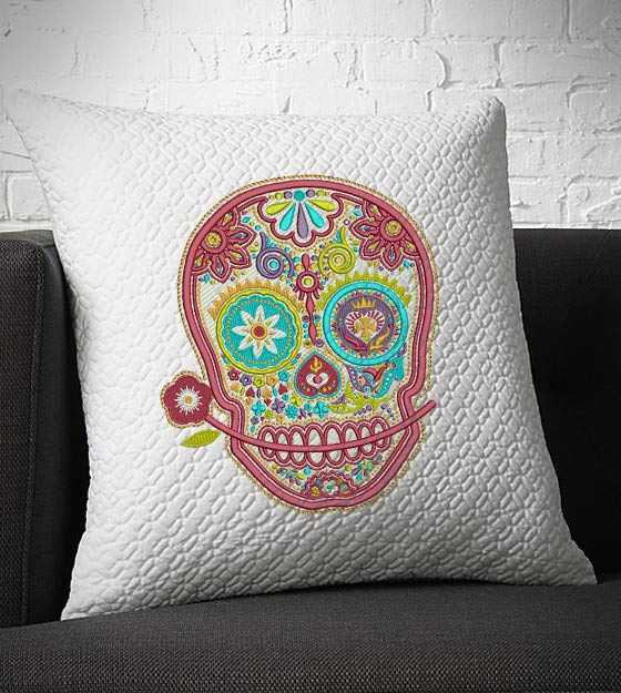 Wacky and Colorful Skull Digital Embroidery Design