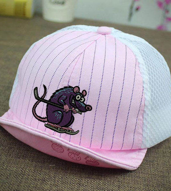Quirky Rat Hockey Player Embroidery Design
