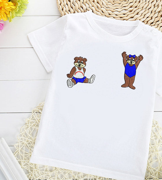 Exercising Bears Embroidery Design