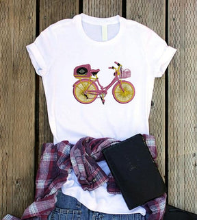 Dainty Pink Bicycle Embroidery Design