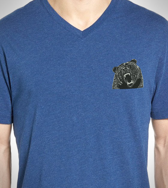 Wild Roaring Bear Embroidery Design