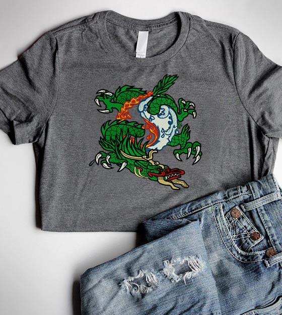 Fire and Water Dragon Embroidery Design