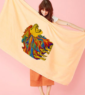 Colorful Roaring Lion Embroidery Design