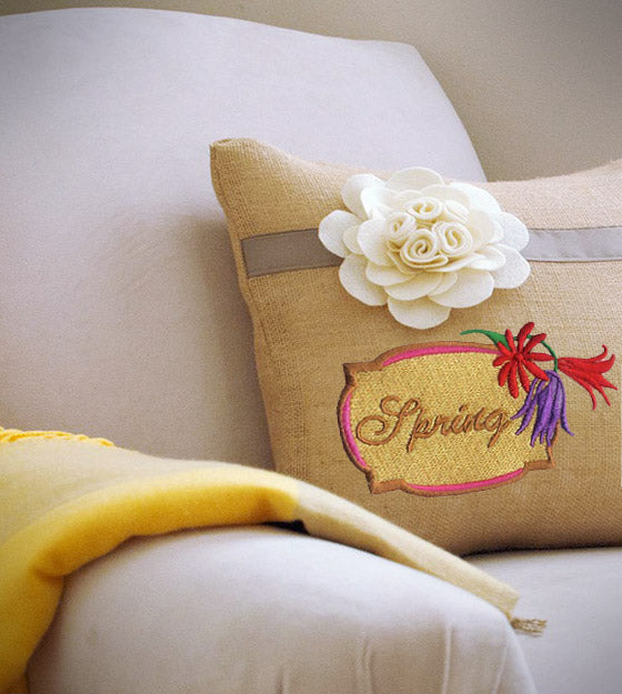 Spring Floral Label Embroidery Design