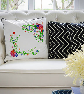 Floral Corner Embroidery Design – Multicolor