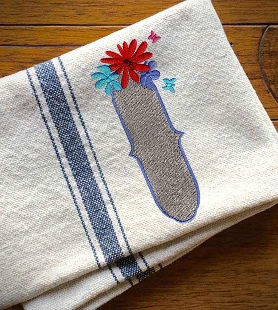 Floral Label Frame Embroidery Design